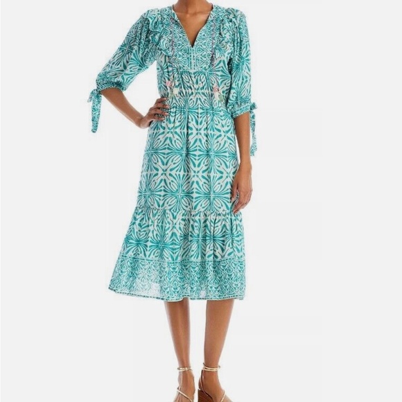 BELL BY ALICIA BELL Lyla Midi Dress Pink Coral Floral - Picture 13 of 14